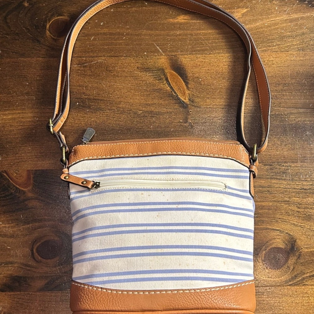 BOC Born Concept Patchwork Stripe Canvas Leather Crossbody Bag Purse Boho Casual - Picture 2 of 8